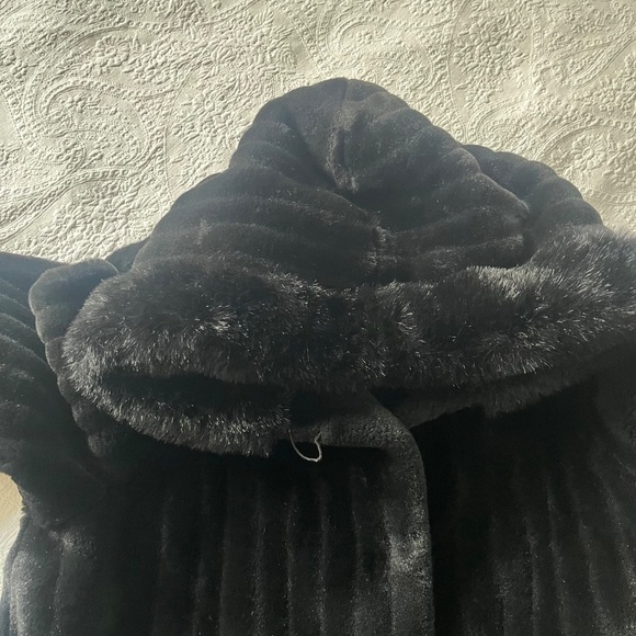 Vintage Black Faux Fur Jacket Large - Picture 3 of 6
